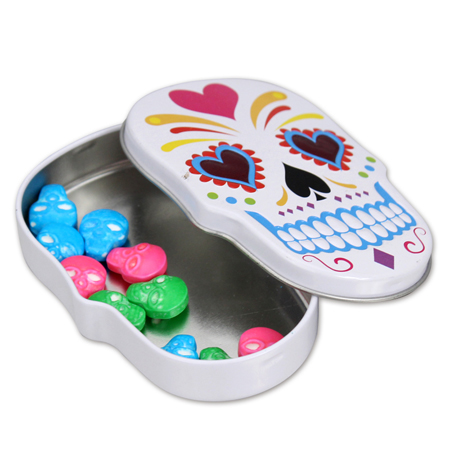 skeleton shape tin metal box for candy packaging